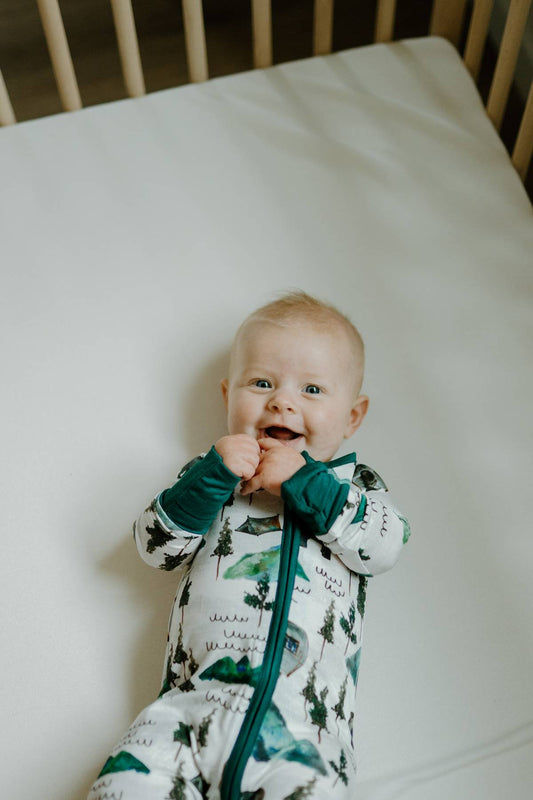 Sleeper with Fold-over Cuffs- Borealis Bear