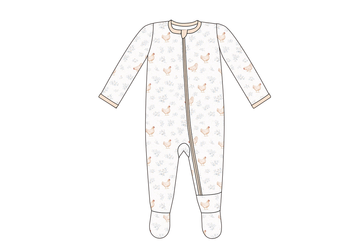 The Keepsake Footed Sleeper - Chicken Blooms