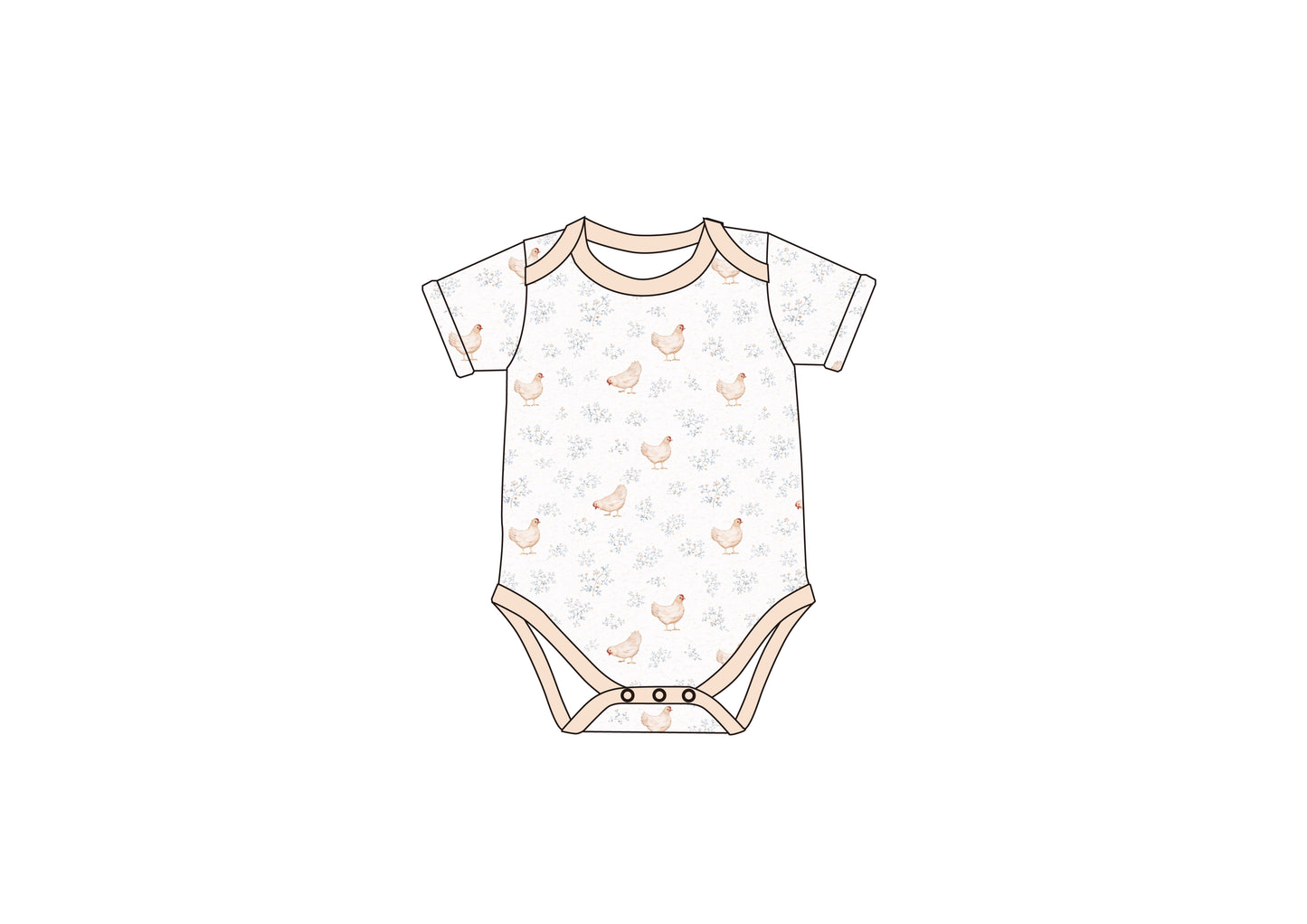 Short Sleeve Onesie- Chicken Bloom