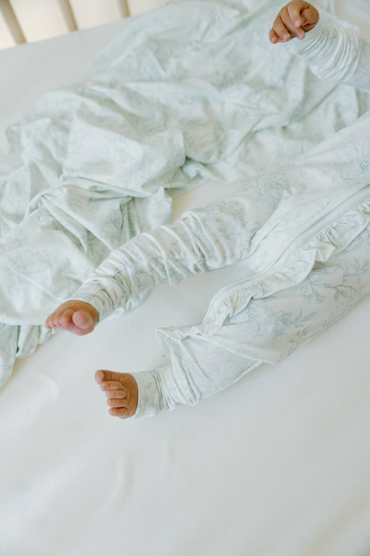 Ruffle Sleeper with Fold-over Cuffs- Valley Blooms
