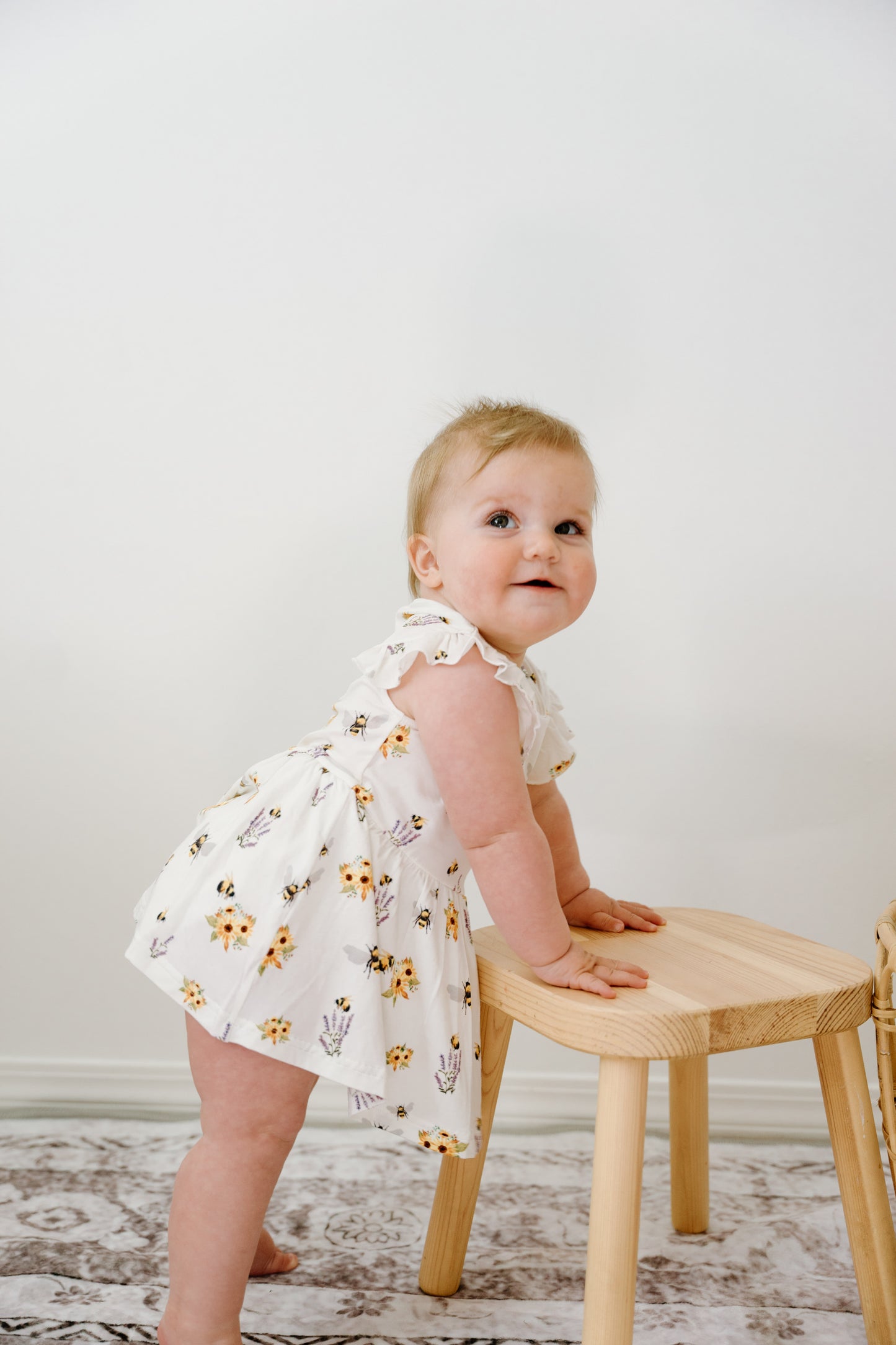 Ruffle Skirted Short Sleeve Onesie- Spring Bee