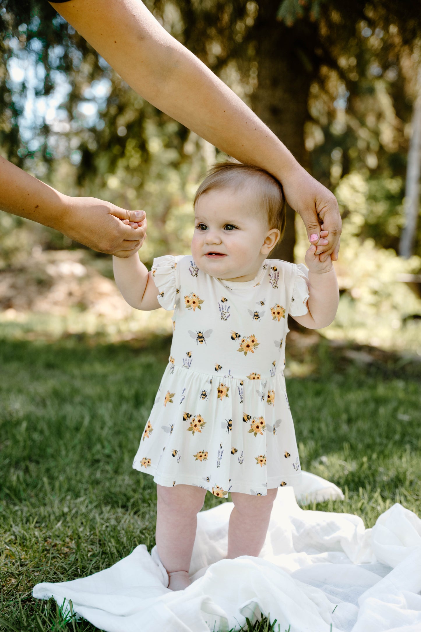 Ruffle Skirted Short Sleeve Onesie- Spring Bee