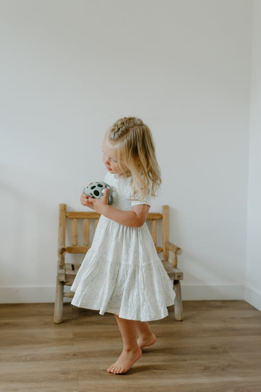 Short Sleeve Twirl Dress- Valley Blooms