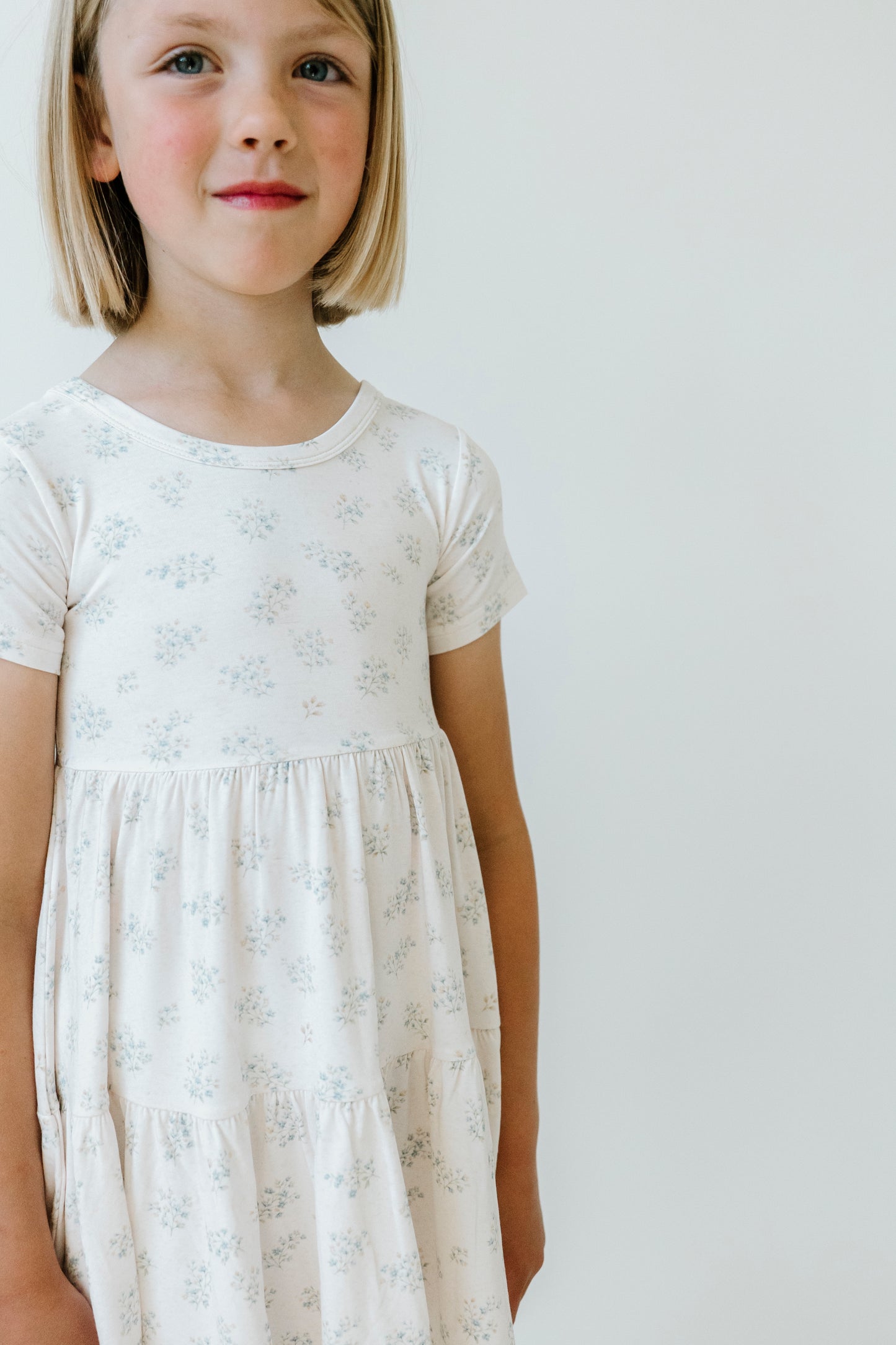 Short Sleeve Twirl Dress- Vintage Meadow