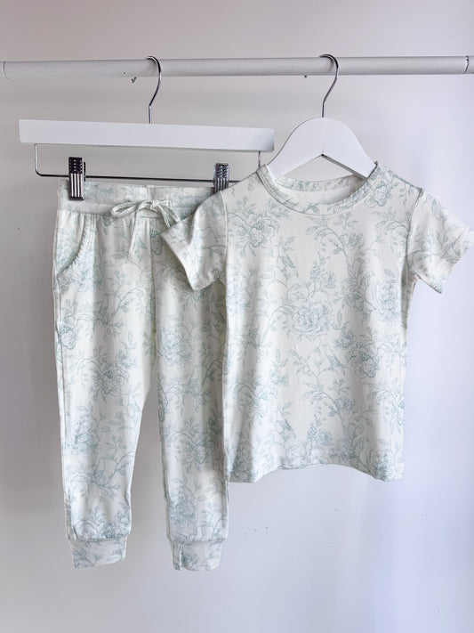 Short Sleeve PJ Pocket Jogger Set - Valley Blooms