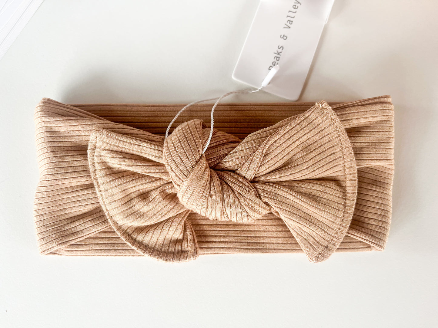 Headband Bow- Ribbed Toffee