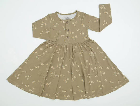 Long Sleeve Pocket Dress- Forest Florals