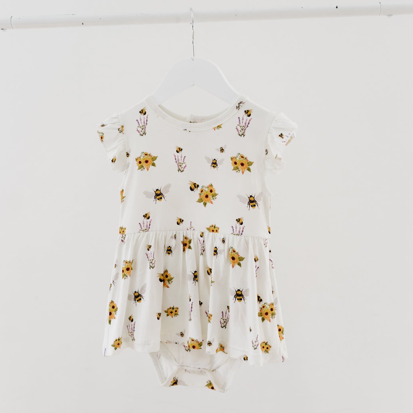 Ruffle Skirted Short Sleeve Onesie- Spring Bee