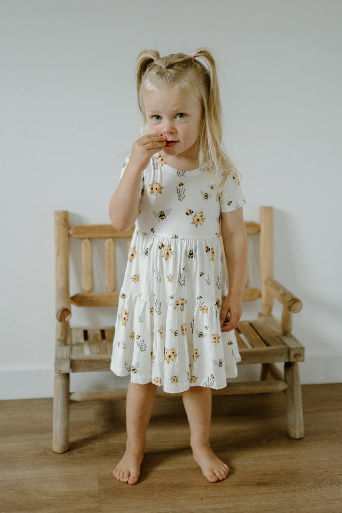 Short Sleeve Twirl Dress- Spring Bee