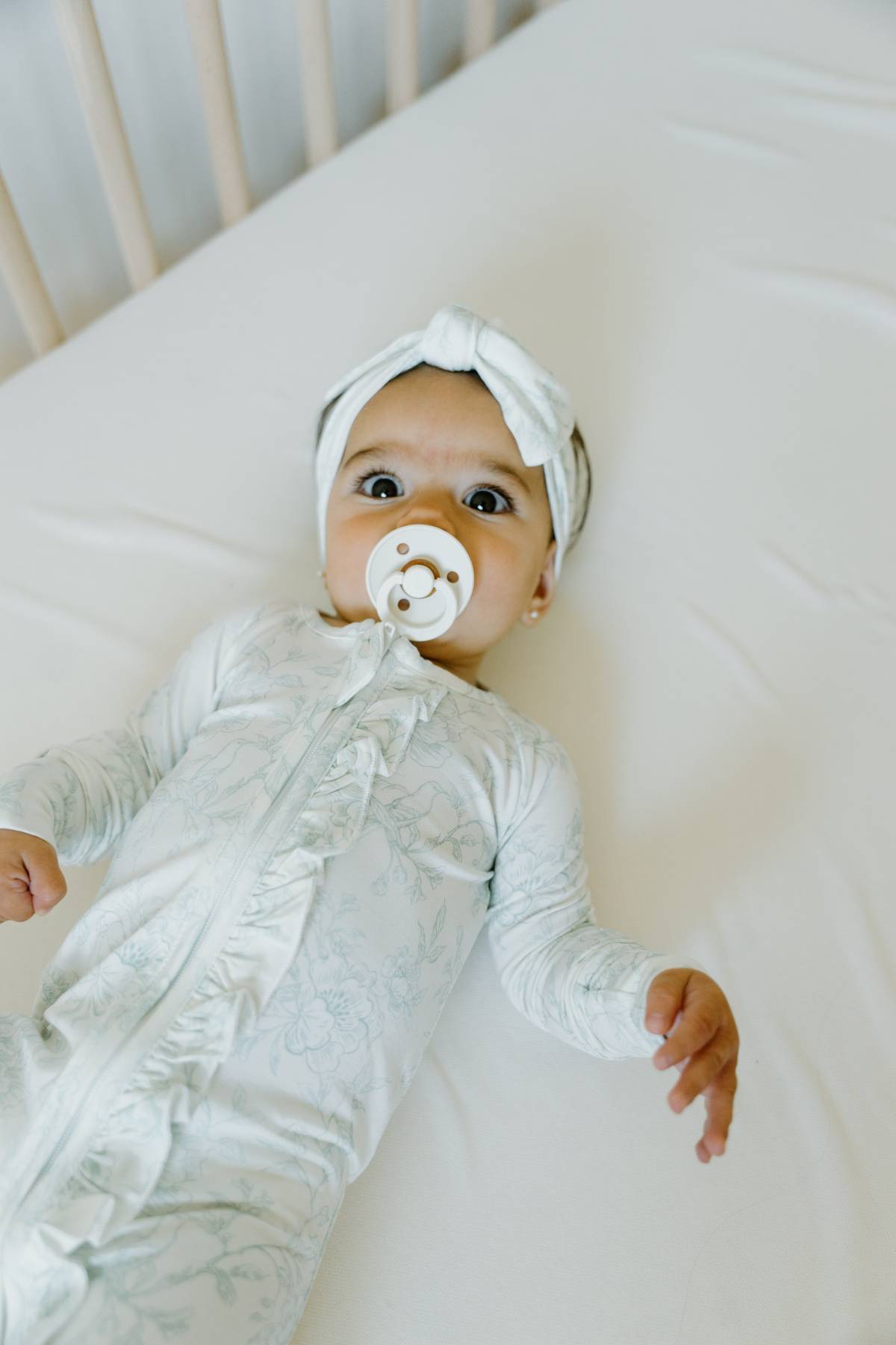Ruffle Sleeper with Fold-over Cuffs- Valley Blooms