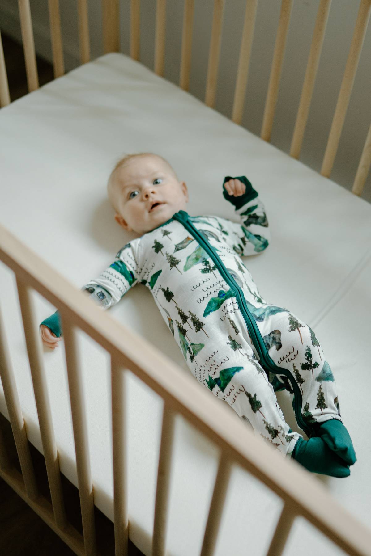 Sleeper with Fold-over Cuffs- Borealis Bear