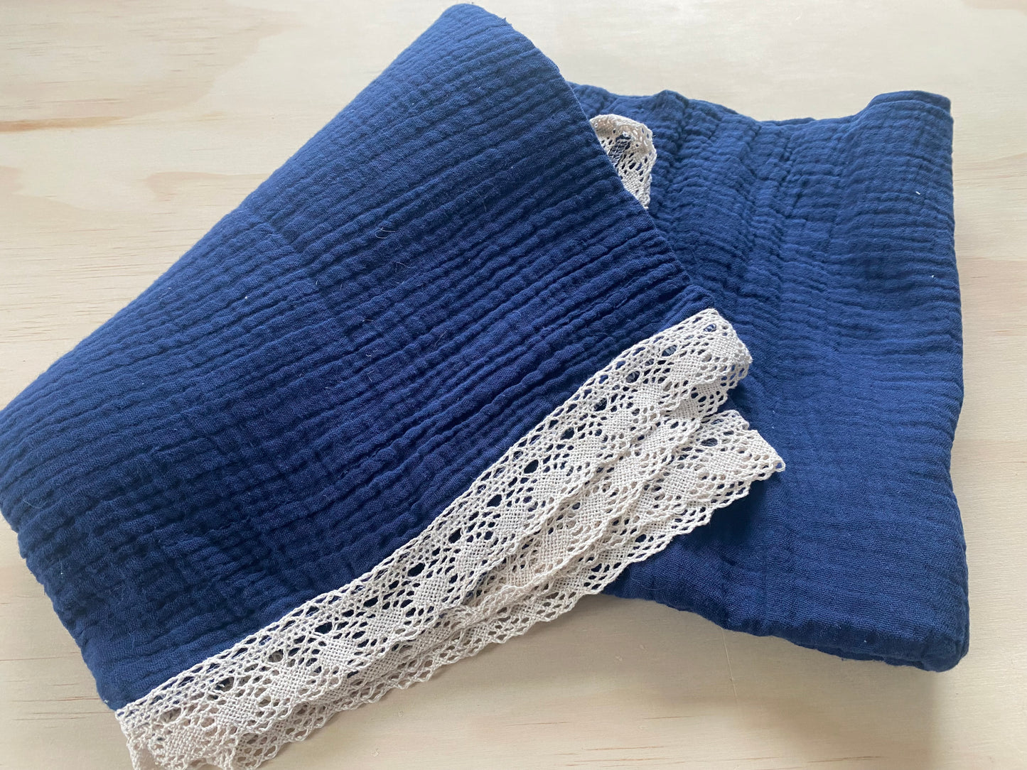 Navy with Heirloom Lace Blanket