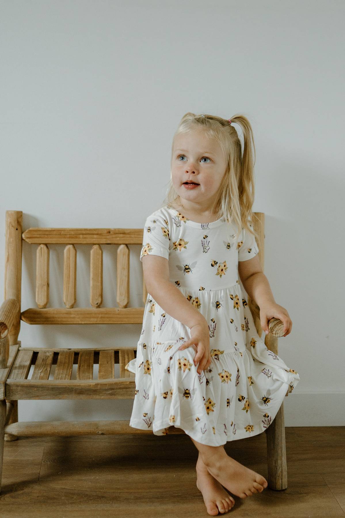 Short Sleeve Twirl Dress- Spring Bee