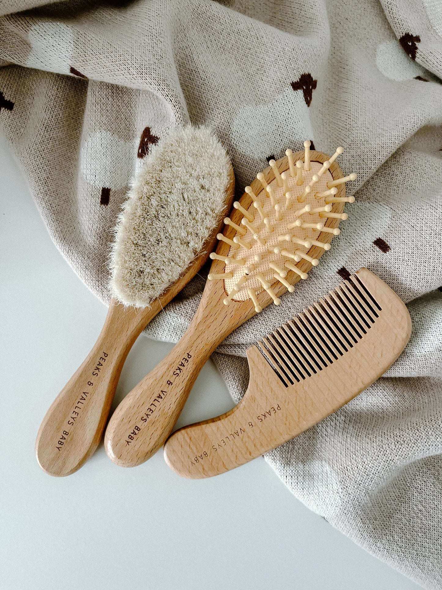 3pc Wooden Hair Brush Set