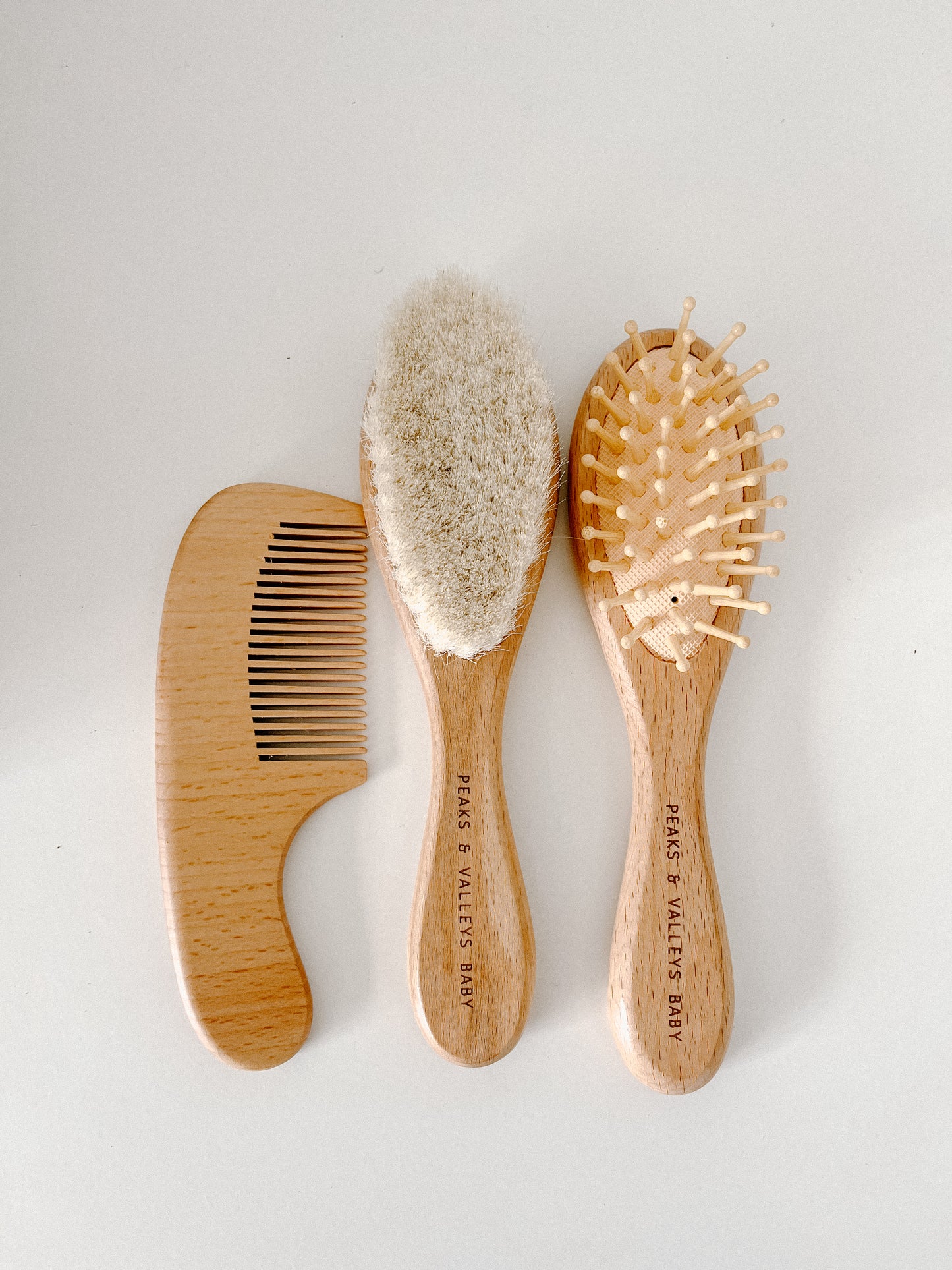 3pc Wooden Hair Brush Set