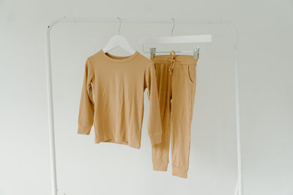 Long Sleeve PJ Pocket Jogger Set - Toffee