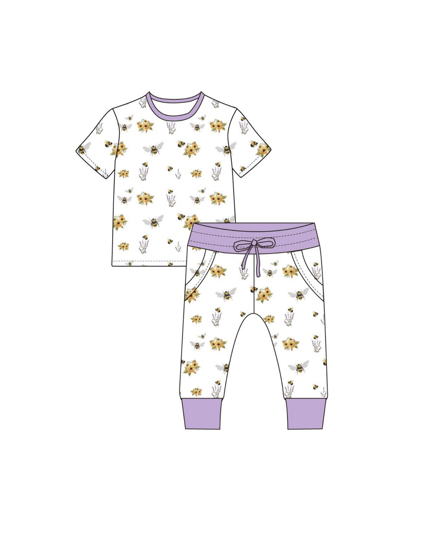 Short Sleeve PJ Pocket Jogger Set - Spring Bee