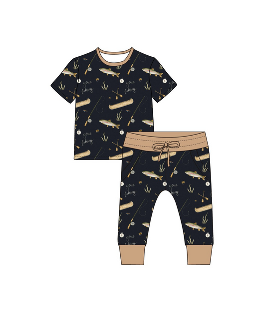 PREORDER Short Sleeve PJ Pocket Jogger Set - Gone Fishing