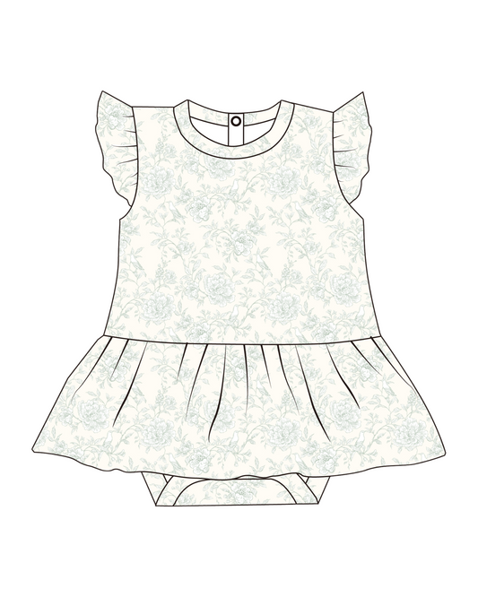 Ruffle Skirted Short Sleeve Onesie- Valley Blooms