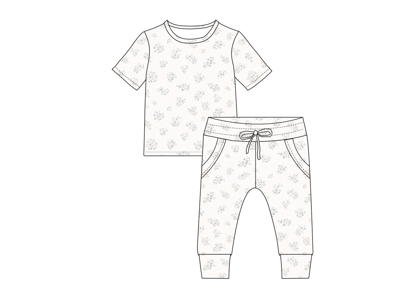 Short Sleeve PJ Pocket Jogger Set - Vintage Meadow