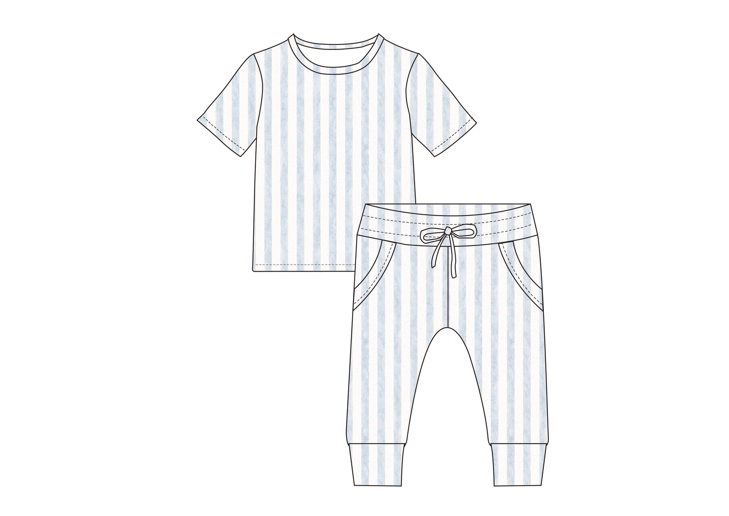 Short Sleeve PJ Pocket Jogger Set - Coastal Stripe