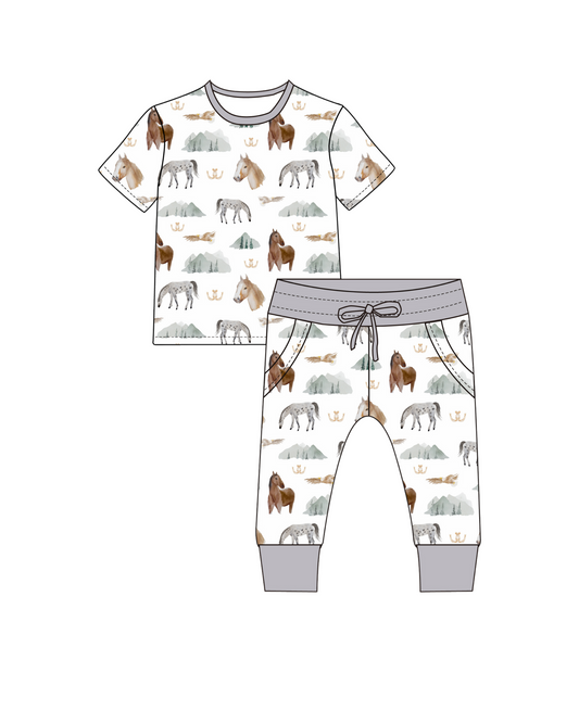 Short Sleeve PJ Pocket Jogger Set - Mountain Trails