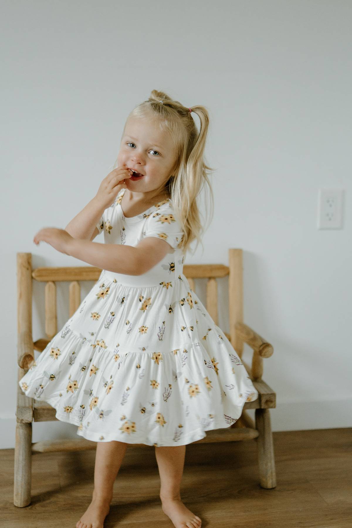 Short Sleeve Twirl Dress- Spring Bee