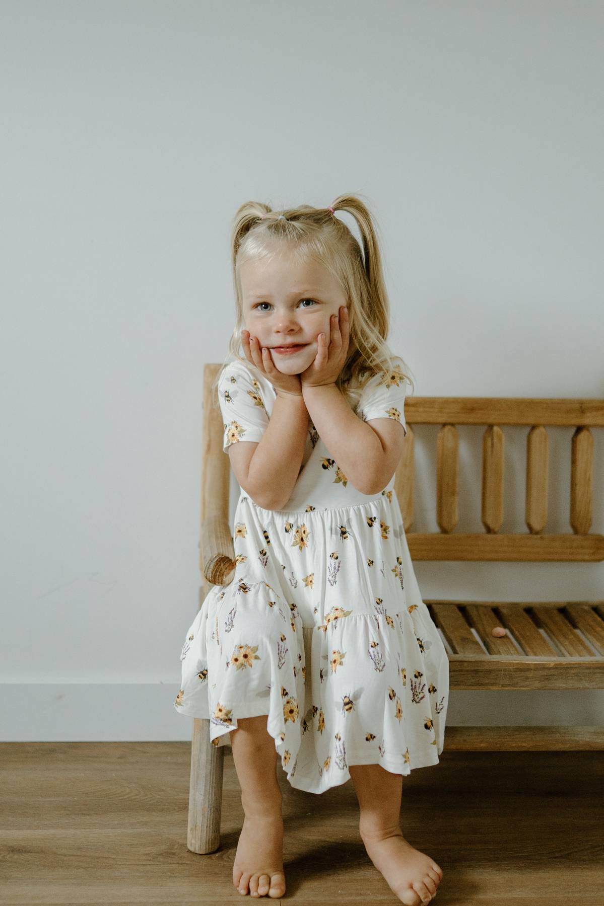 Short Sleeve Twirl Dress- Spring Bee