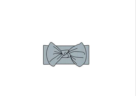 Headband Bow- Ribbed Coastal Blue